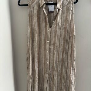 J. Jill Men's Beige Patterned Button Down Shirt